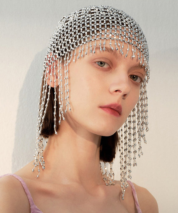 Stylish Silk Hollow Out Tassels Alloy Hat