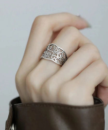 Silk Sterling Silver Hollow Out Rings
