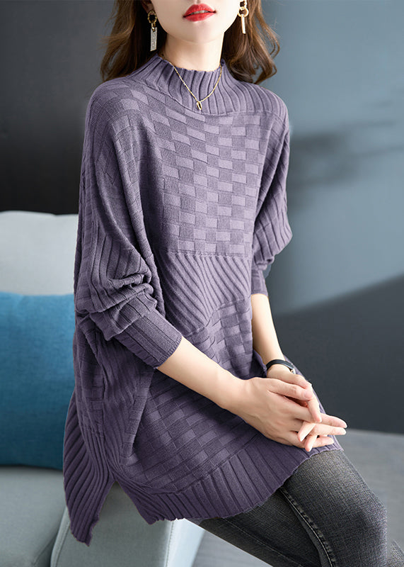 Coffee Stand Collar Versatile Mid Knit Sweater Fall