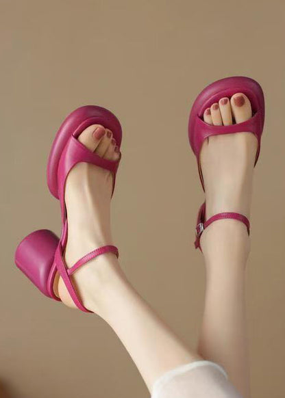 White Peep Toe Splicing Chunky Slide Sandals