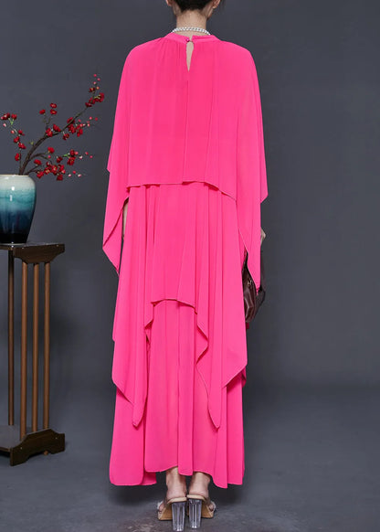 Diy Pink Asymmetrical Design Chiffon Maxi Dresses Summer
