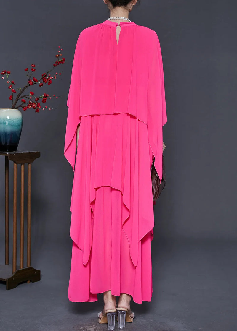 Diy Pink Asymmetrical Design Chiffon Maxi Dresses Summer