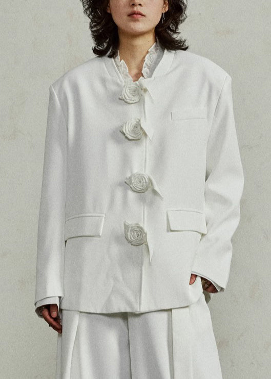 Original Design White Spandex Coat Fall