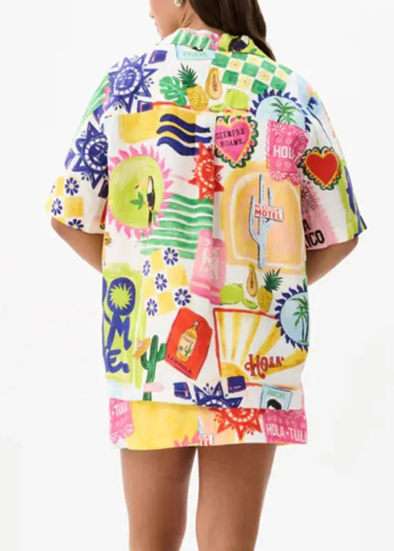 Vogue Print Shirts and Skirts Two Pieces Set Summer