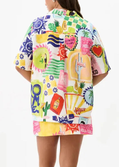 Vogue Print Shirts and Skirts Two Pieces Set Summer