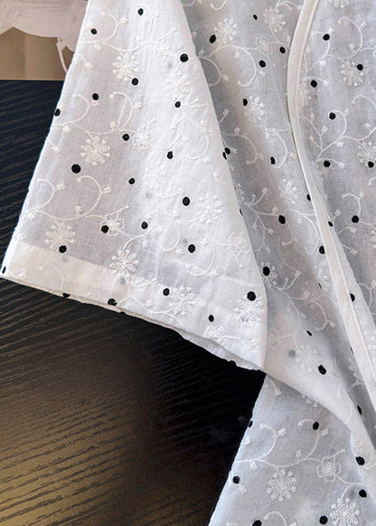 Brief White Print Low High Design Top Short Sleeve