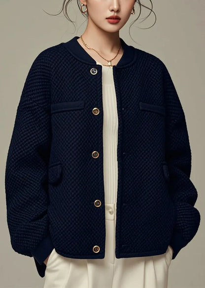 Loose Black Button Cotton Coats Winter