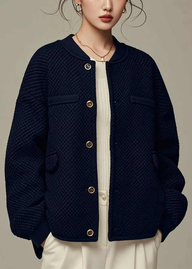 Loose Black Button Cotton Coats Winter