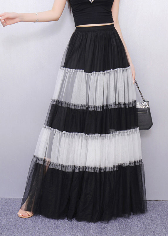 Colorblock Exra Large Hem Patchwork Tulle Skirt Summer