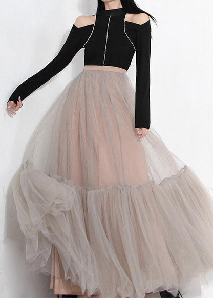 Grey Tulle Patchwork a Line Summer Skirts