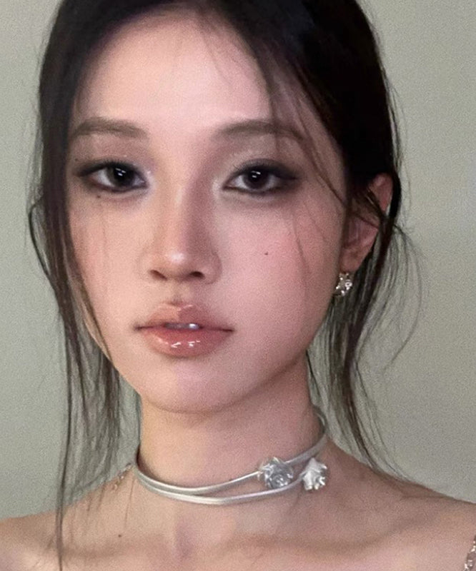 Silk Stainless Steel Double-layer Rose Choker