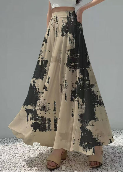 Apricot Tie Dye Exra Large Hem Chiffon Skirt Summer