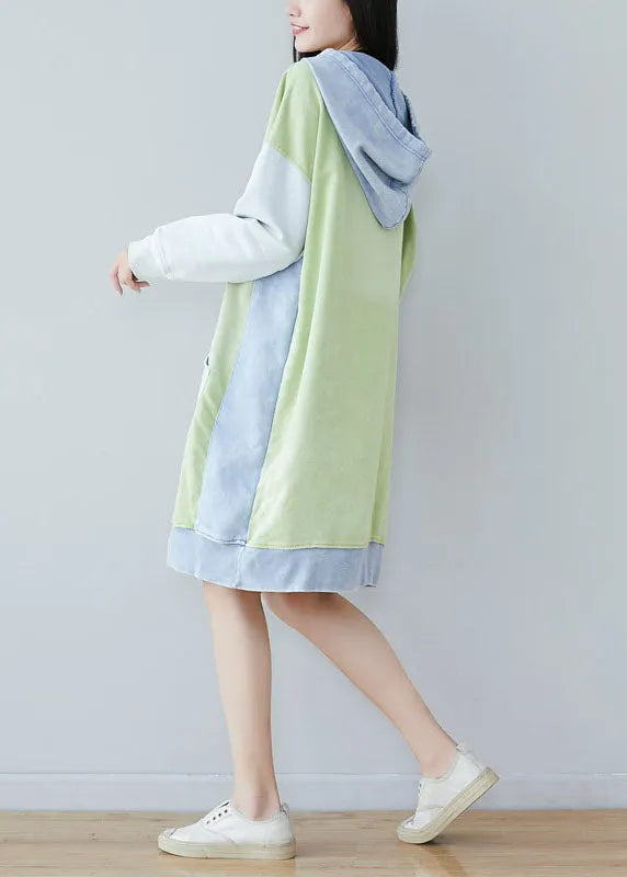 Style Green Pockets Pullover Sweatshirt Dresses Spring