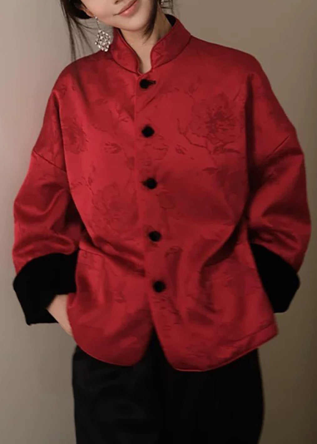 Chinese Style Wear on Both Sides Fine Cotton Filled Silk Velvet Coat Winter