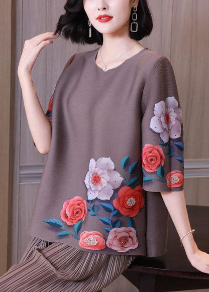 Pink Short Sleeve Blouse Tops