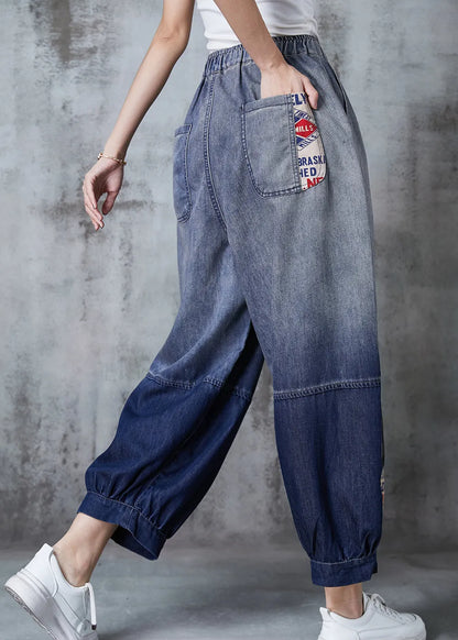 Gradient Color Oversized Patchwork Denim Pants Summer