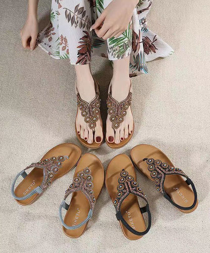 Splicing Wedge Black Zircon Flat Sandals