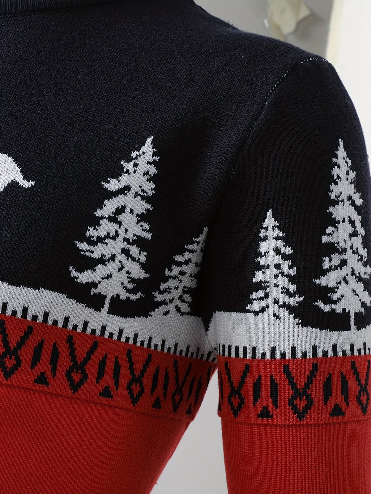 Christmas Cardigan with Reindeer Motif Cotton Festive