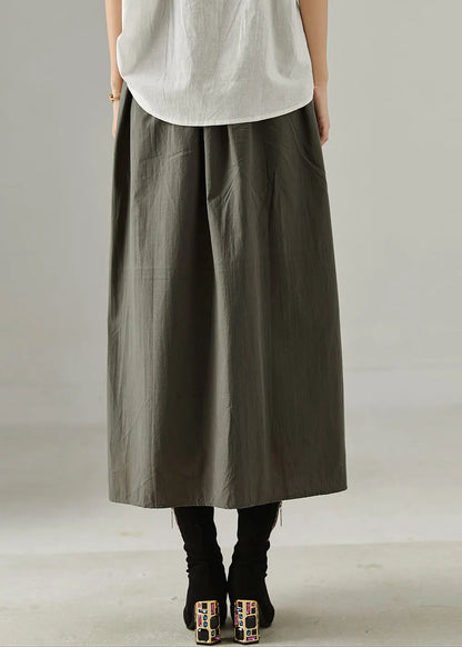 Red Elastic Waist Patchwork Cotton Skirts Spring
