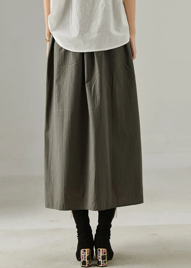 Red Elastic Waist Patchwork Cotton Skirts Spring