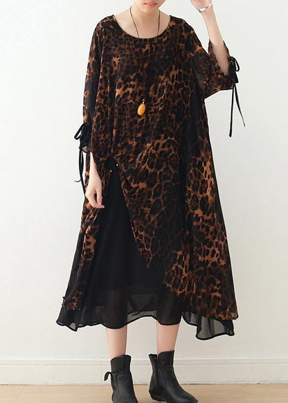 Loose Large Irregular Leopard Chiffon Dress