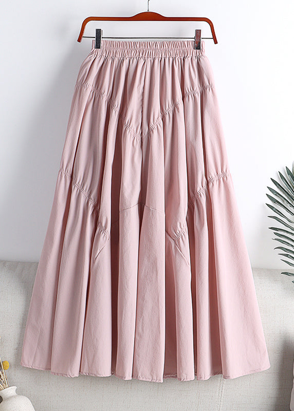 Art Green Patchwork Wrinkled a Line Skirt Spring