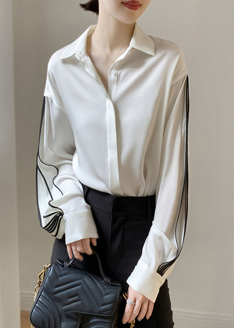 White Peter Pan Collar Shirt Lantern Sleeve