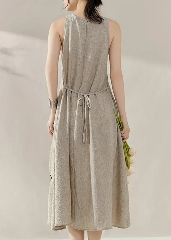 New Khaki Hollow Out Maxi Dresses Short Sleeve