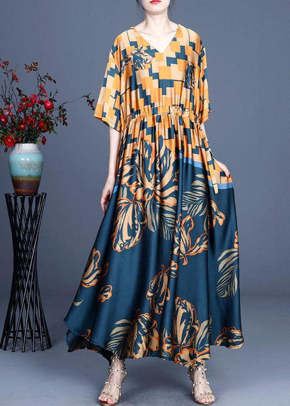 Classy Black Plaid Print Summer Silk Summer Dress