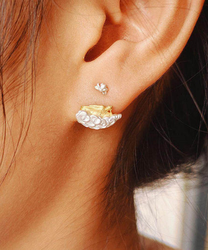 Handmade Original Tiankai Sleeping Buddha Silver Stud Earrings