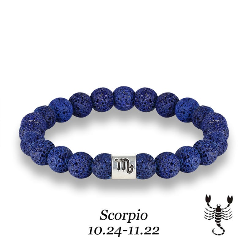 Handmade Lava Stone Zodiac Bracelet