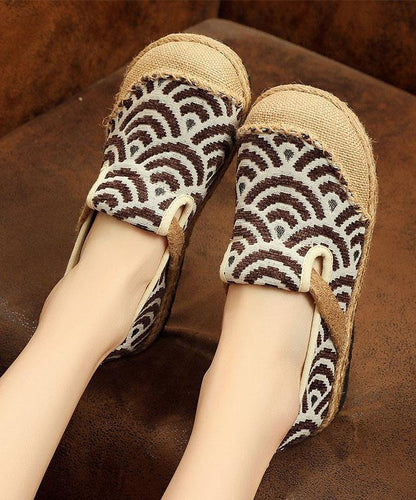 Black Cotton Linen Fabric Flat Shoes Splicing Flat Shoes for