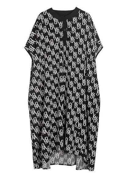 Fine Newspaper Print Low High Design Button Pockets Summer Maxi Dresses