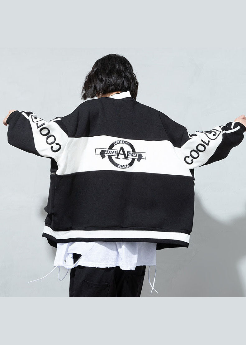 Black V Neck Patchwork Button Coat Spring