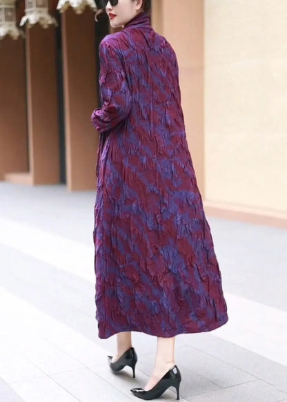 Loose Purple Pockets False Two Pieces Long Dress Winter