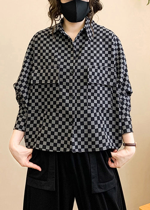Grey Leopard Print Button Patchwork Cotton Coat Fall