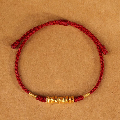 999 Gold Ultra-thin Braided Red String Bracelet