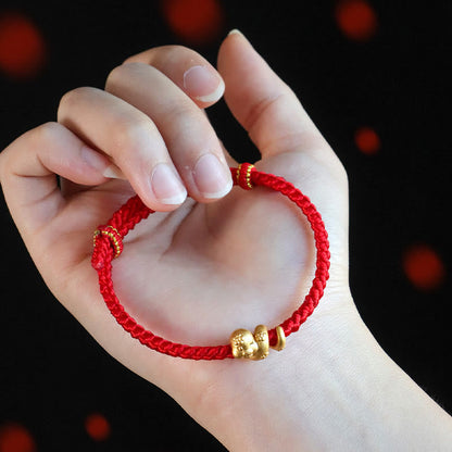 999 Sterling Silver Red String Snake Luck Bracelet