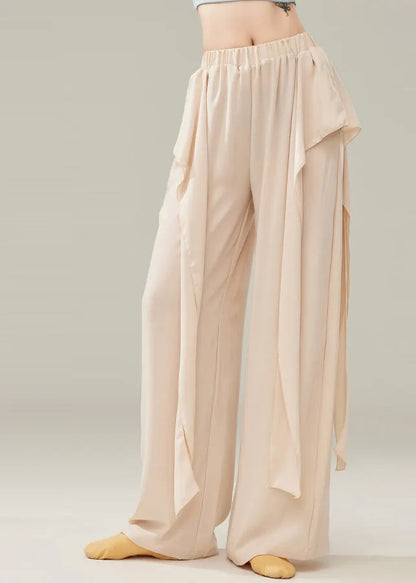 Beige Draping Cotton Dance Pants Fall