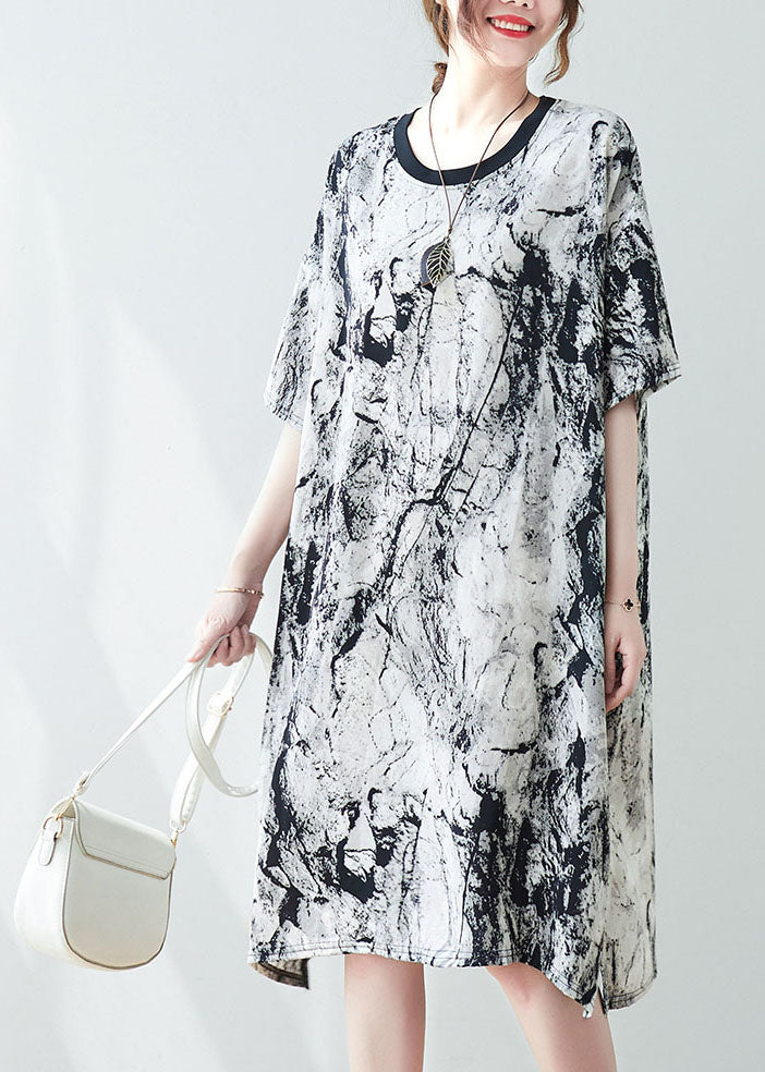 Oversized Ink and Wash Chiffon Mid Dress Summer
