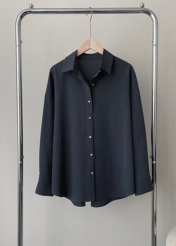 Rubber Red Peter Pan Collar Pockets Button Shirt Spring
