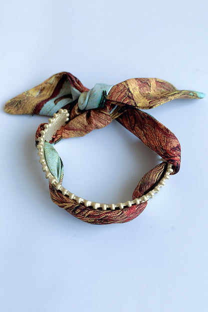 Matte Open Bracelet With Scarf