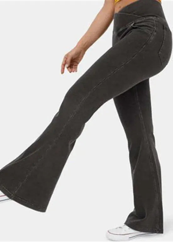 Navy Versatile Denim Flare Bottoms Spring