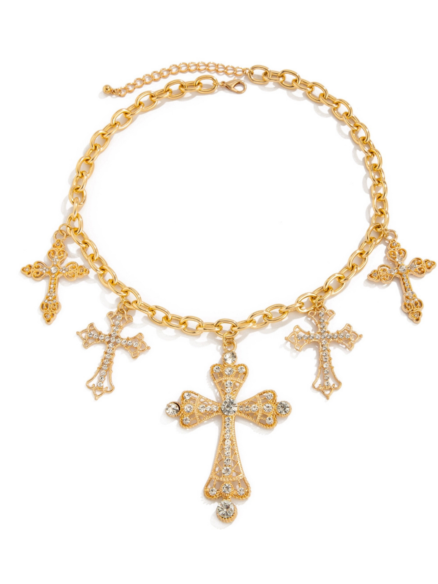 Jaliya Rhinestone Cross Necklace