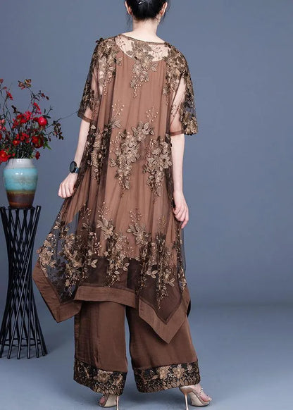 Summer Irregular Dress Wide Leg Pants Suspender Skirt Three Piece Set