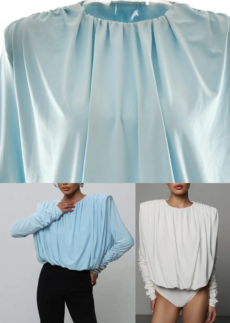 Blue O-neck Backless Bodysuit Fall