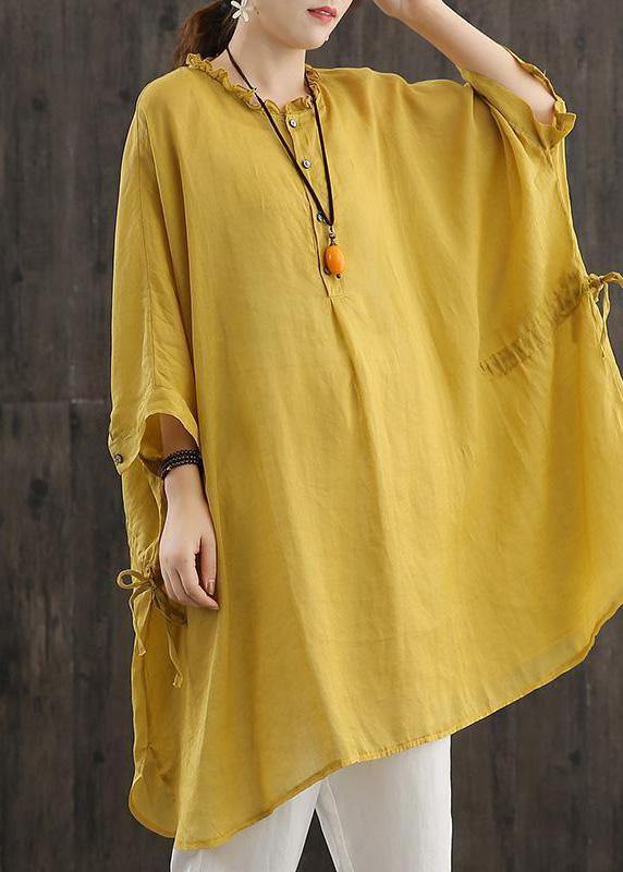 Yellow Shirts O Neck Cinched Top