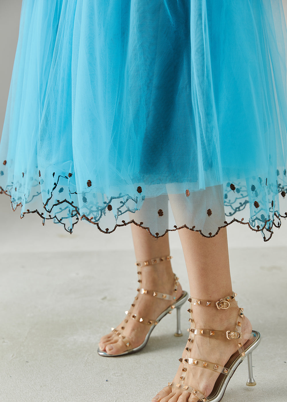 Blue Elastic Waist Tulle Beach Skirts Summer