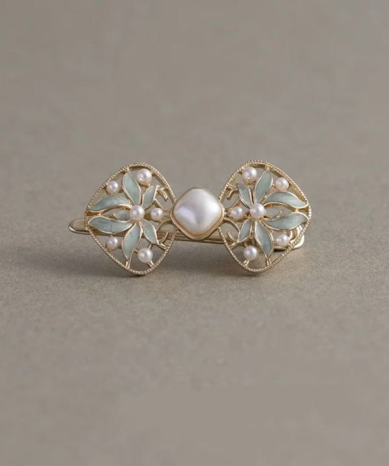 Chinese Style Blue Alloy Pearl Hollow Out Hairpin