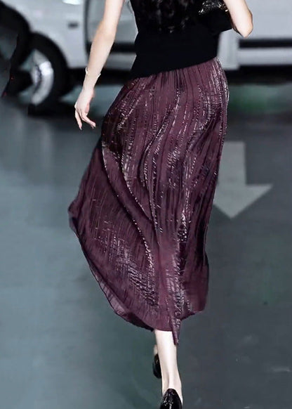 Purple Elastic Waist a Line Skirt Summer